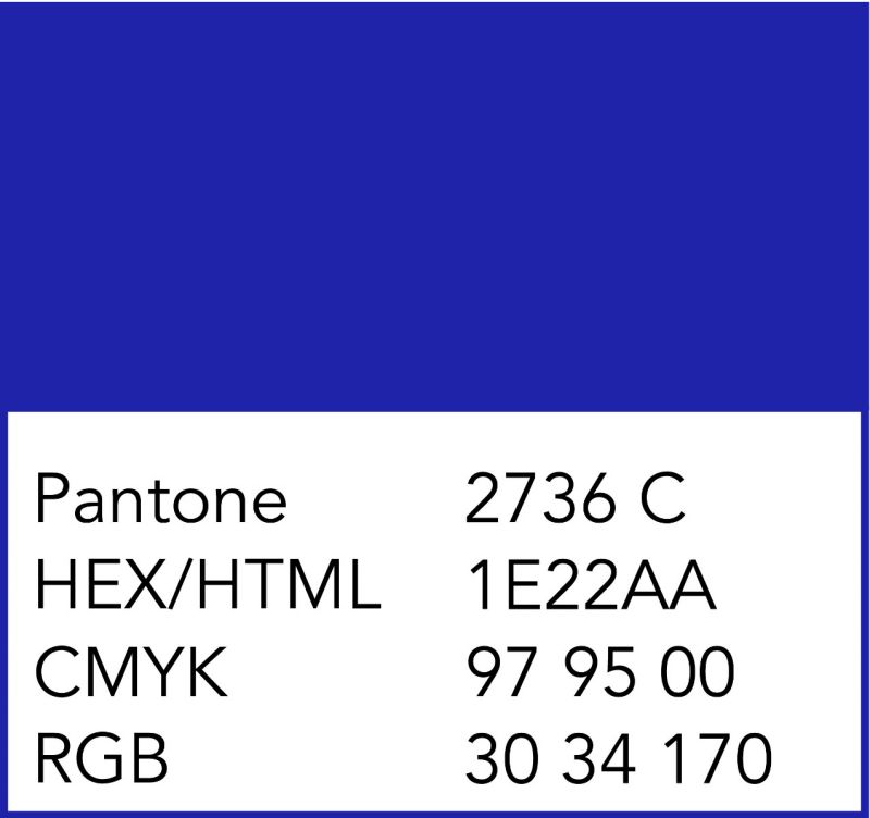 Kleurcode Pantone, CMYK en RGB voor blauw