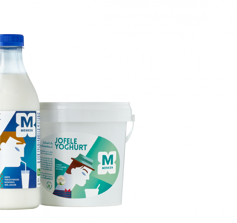 Etiketten voor melk en yoghurt producten