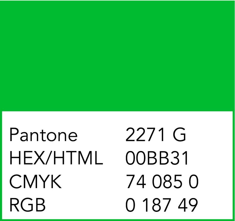 Kleurcode Pantone, CMYK en RGB voor groen
